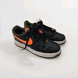 Men's Size 9 Nike Air Force 1 '07 LV8 Hoops - Black Total Orange Green